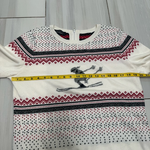 Talbots Black White Red Fair Isle Skier Thermawarmth Sweater L Large - Picture 4 of 6